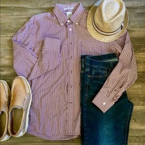 Men’s Gap Plaid Fitted Button Down Shirt size L